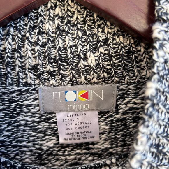 Vintage Stripe Sweater Pink And Black Marled Knit Womens L - Picture 3 of 4